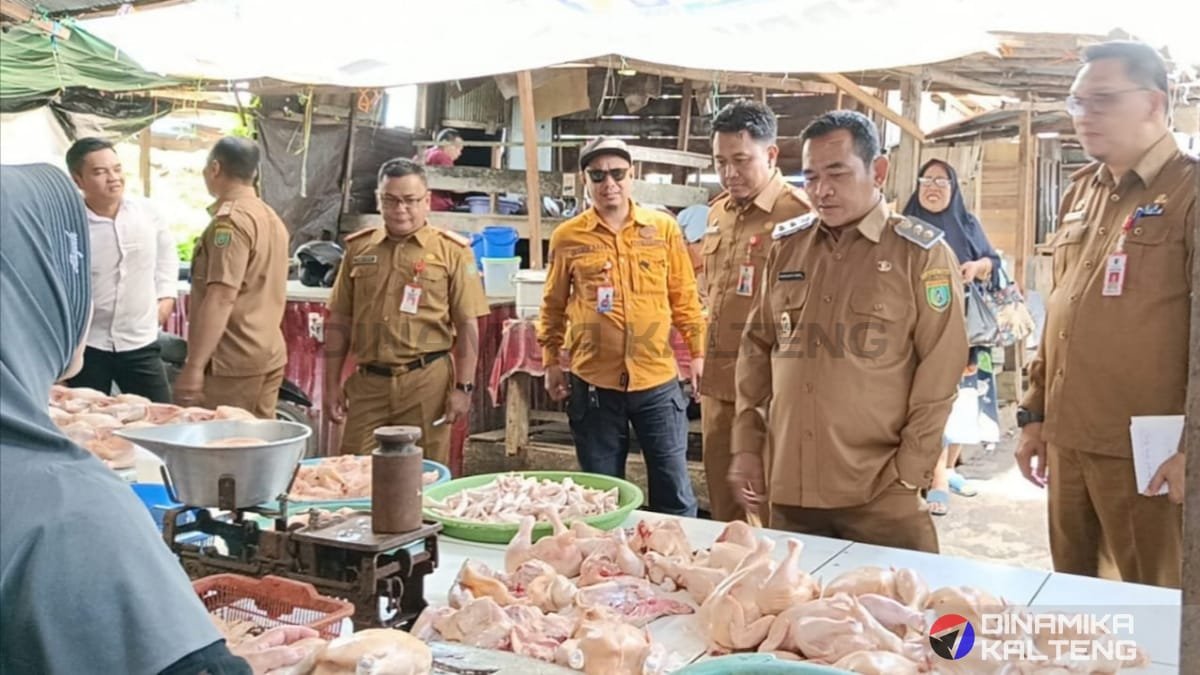 Wakil Bupati Barito Selatan, Khristianto Yudha, bersama jajaran Pemkab Barsel meninjau harga dan ketersediaan bahan pangan di Plaza Beringin, Buntok, menjelang Bulan Ramadan. (foto: DINAMIKA KALTENG/akhmad madani)