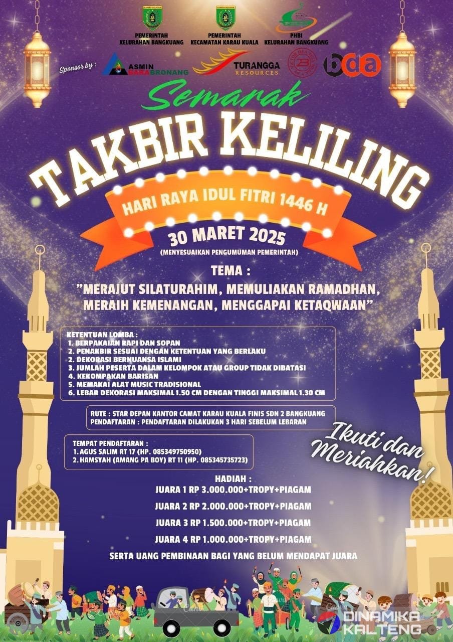Poster Lomba Takbir Keliling Idul Fitri 1446 H.