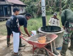 Satgas TMMD Ke-124 Kodim 1012/Buntok Olah Material untuk Pembangunan Gorong-Gorong di Barito Selatan