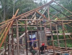 Rehab RTLH TMMD di Barito Selatan Masuki Tahap Pemasangan Rangka dan Kuda-Kuda Rumah