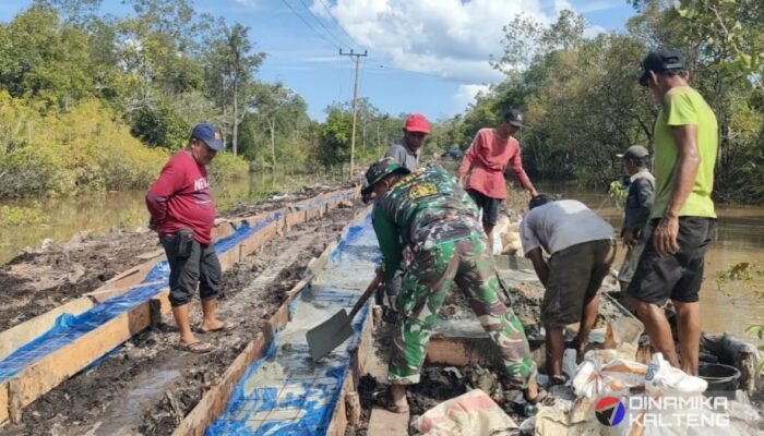 Perkuat Betonisasi, Satgas TMMD Reguler Ke-124 Laksanakan Pemasangan Plastik Cor di Barito Selatan