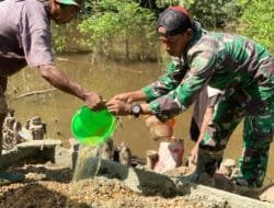 Guna Ketahanan Jalan, Satgas TMMD Pastikan Takaran Material Cor Sesuai Standar