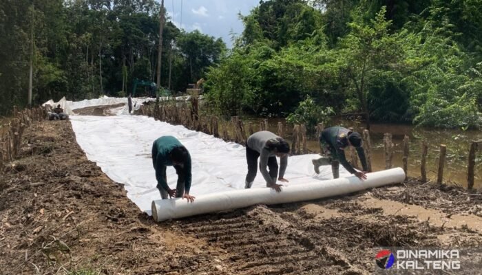 Satgas TMMD Percepat Pemasangan Geotekstil di Jalan Desa Talio, Perkuat Infrastruktur Daerah