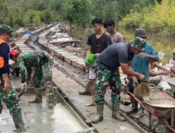 Satgas TMMD dan Warga Gencar Cor Jalan Desa Talio, Wujudkan Akses Lebih Baik