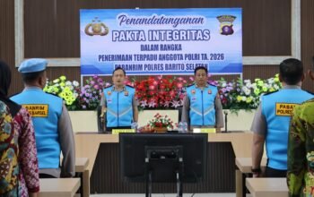 Tandatangani Pakta Integritas Penerimaan Polri, Kapolres Barsel Ingatkan Casis Percaya Kemampuan Sendiri