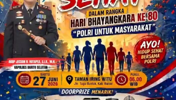 Polres Barito Selatan Gelar Jalan Sehat Gratis Sambut Hari Bhayangkara ke-80, Siapkan TV hingga Sepeda Gunung sebagai Door Prize