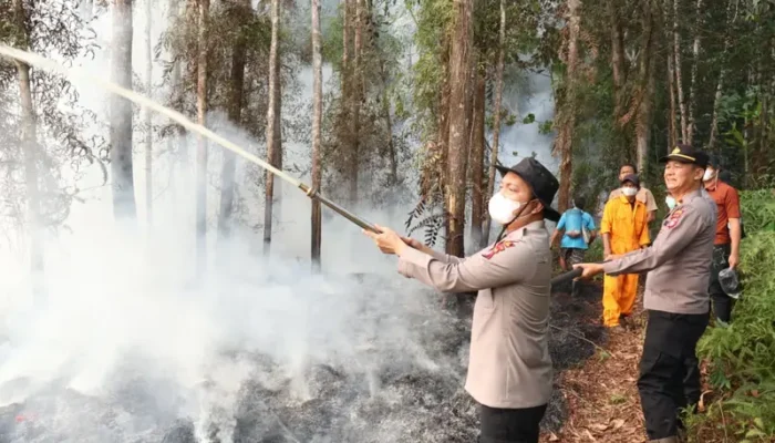 Polres Barsel Gerak Cepat Padamkan Karhutla di Bantai Bambure, 12 Hektare Lahan Terbakar