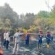 Karhutla Pamangka Sulit Dipadamkan, Kapolres Barsel dan Wabup Turun Langsung Jinakkan Si Jago Merah