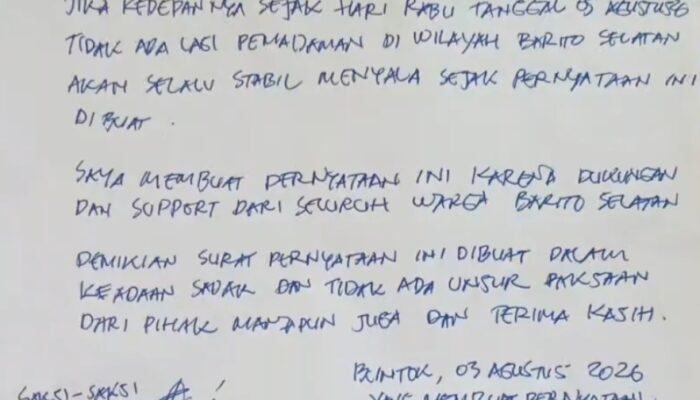 Didemo Warga, PLN Janji Tak Ada Lagi Pemadaman Bergilir di Barito Selatan Mulai 5 Agustus