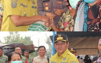 Wabup Barsel Salurkan Bantuan Pangan Di Dua Desa, Ingatkan Warga Waspada Karhutla