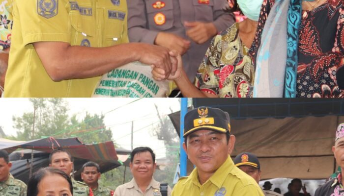 Wabup Barsel Salurkan Bantuan Pangan Di Dua Desa, Ingatkan Warga Waspada Karhutla