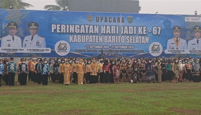 Gubernur Agustiar Sabran Pimpin Upacara HUT ke-67 Barito Selatan, Ajak Warga Jaga Persatuan